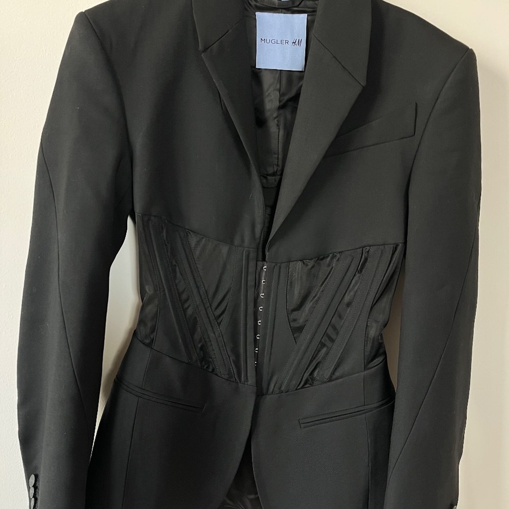 Mugler H&M corseted blazer